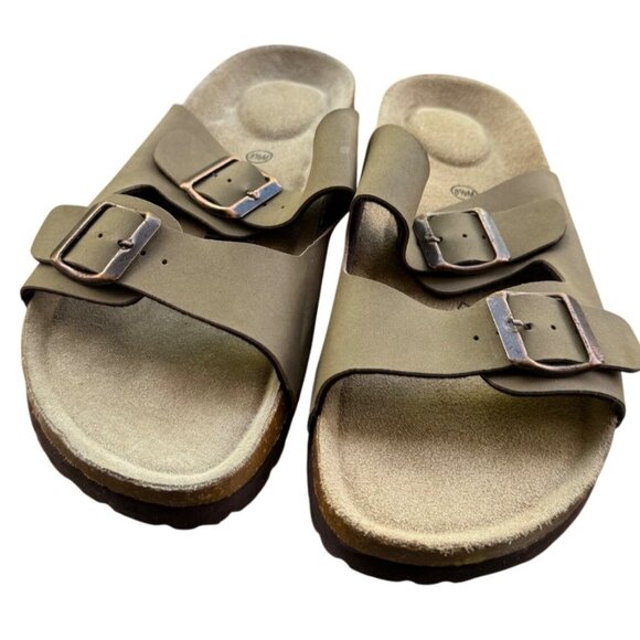 Cushionaire Lane Women's 8.5M Beige Buckle Cork Footbed Sandals Comfort - Picture 2 of 10